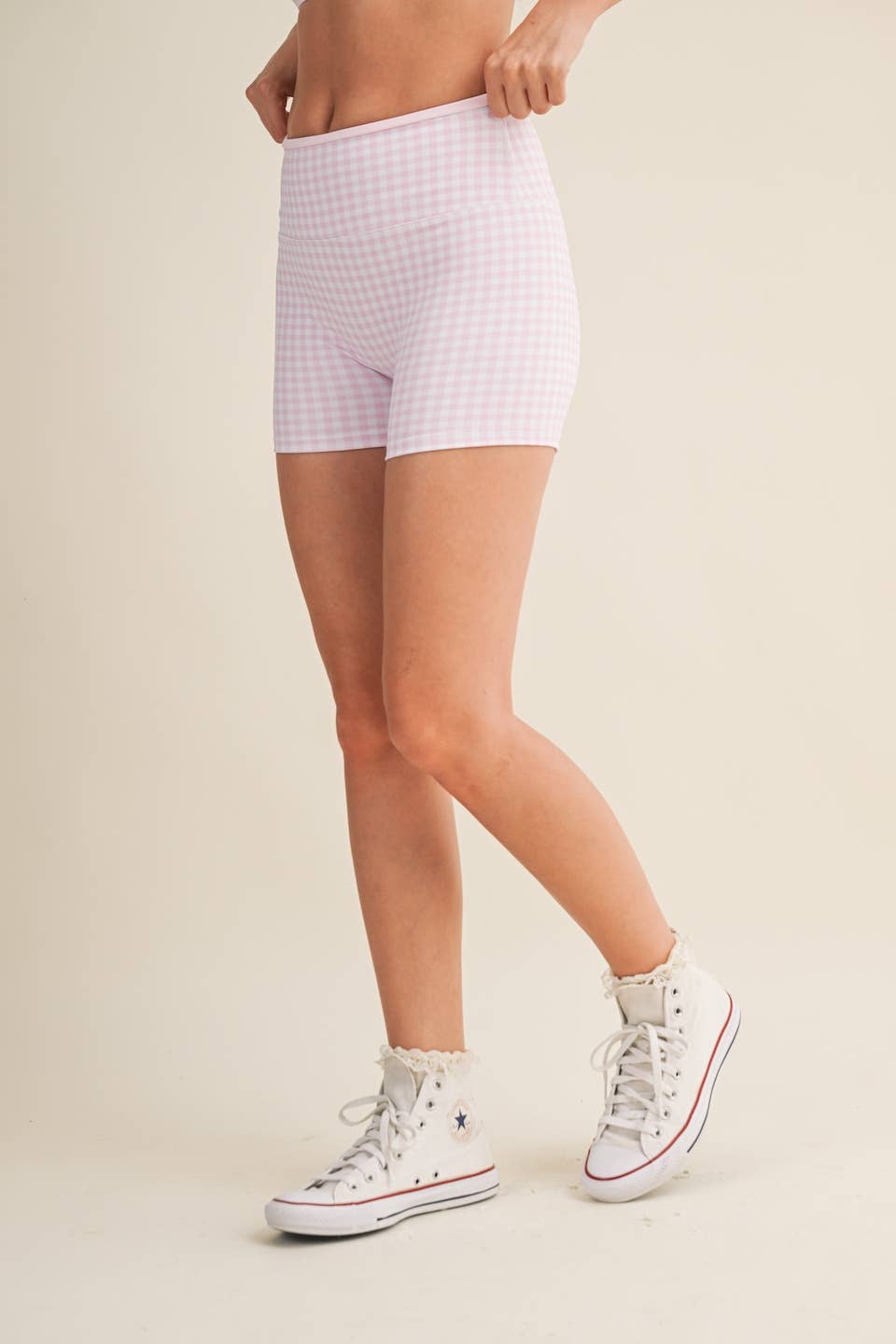 Gingham Print Biker Shorts
