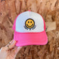 Hot Pink Smiley Trucker Hat