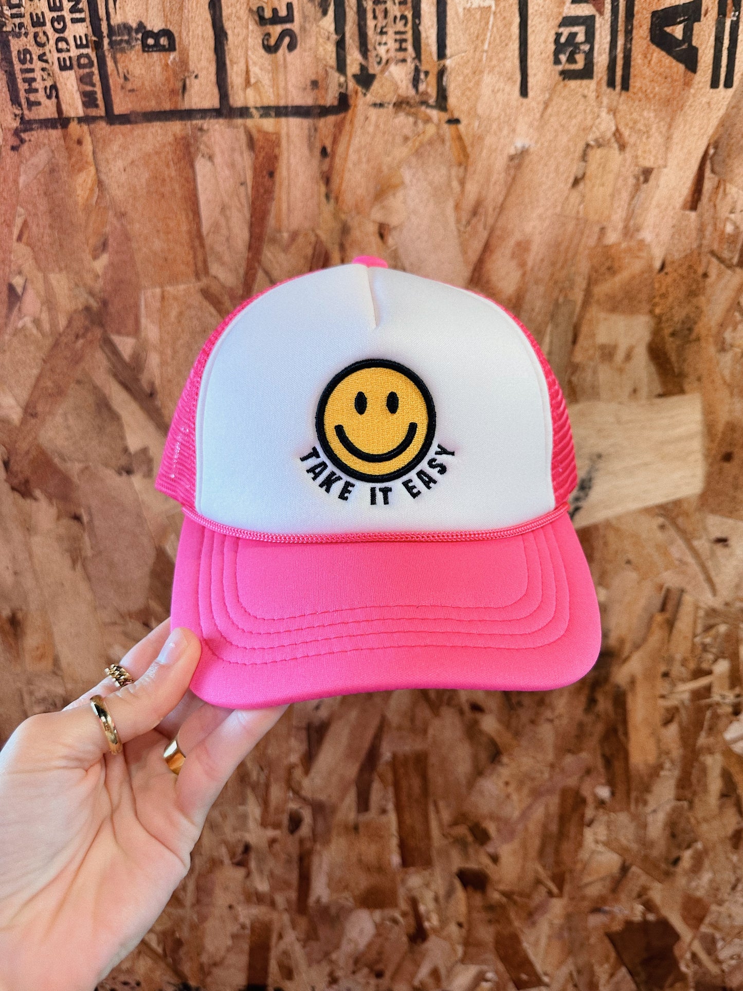 Hot Pink Smiley Trucker Hat