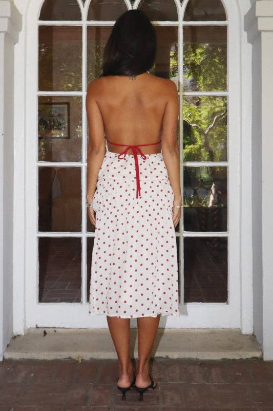 Polka Dot Halter Top with Tie Back