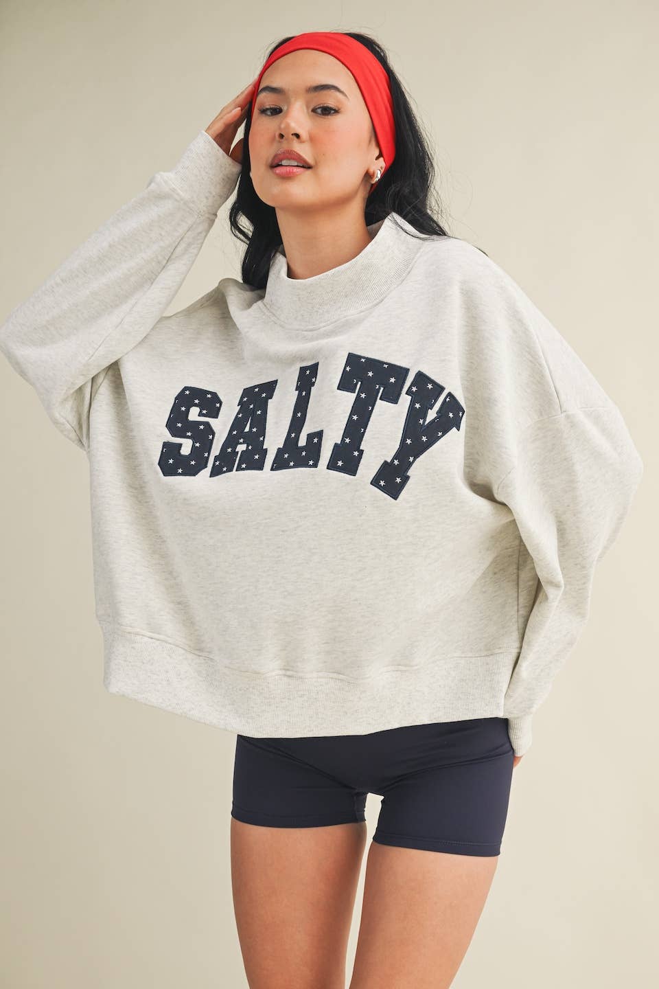 Salty Stars Oversized Mock Neck Sweatshirt