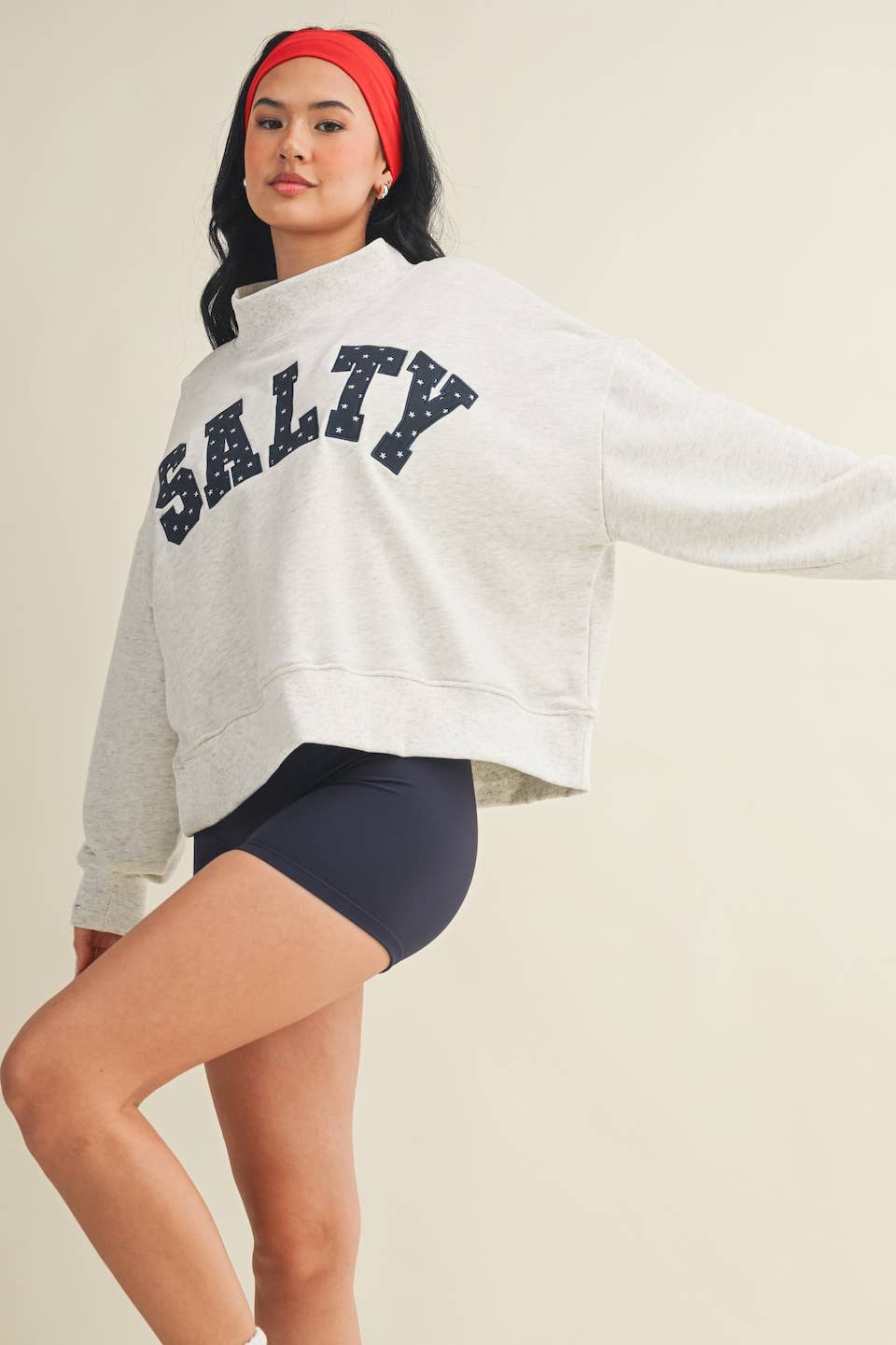Salty Stars Oversized Mock Neck Sweatshirt