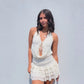 Floral Lace Ruffle Open Back