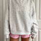 Pearl Grey Mockneck Pilates Embroider Sweatshirt