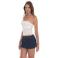 Pinstripe Denim Mini Skort in Blue