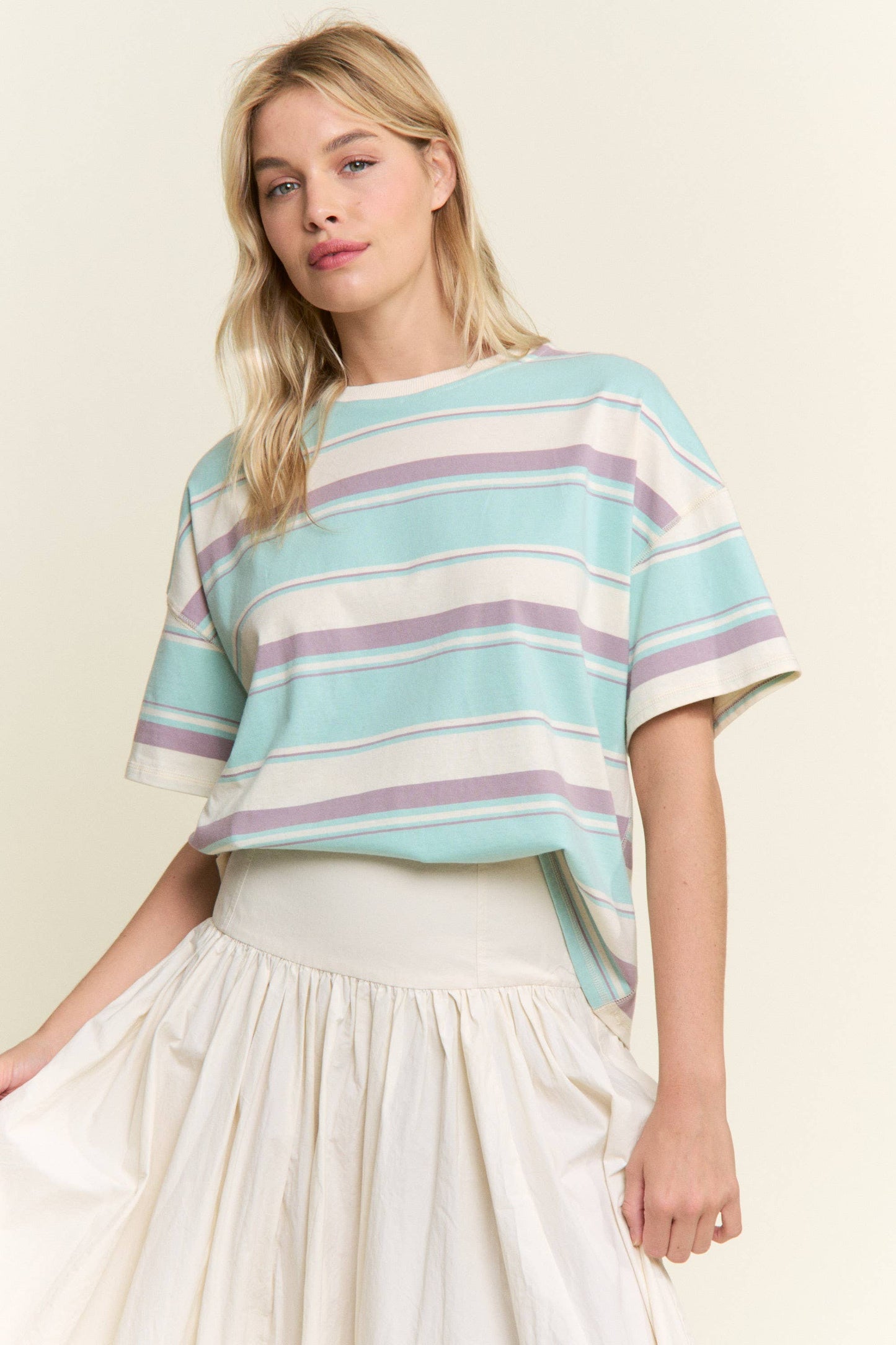 Stripe Oversized Short Sleeve Top