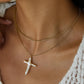 Aurise 18K Gold Non-Tarnish Freshwater Pearl Cross Necklace