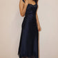 Lace Trim Satin Midi Dress