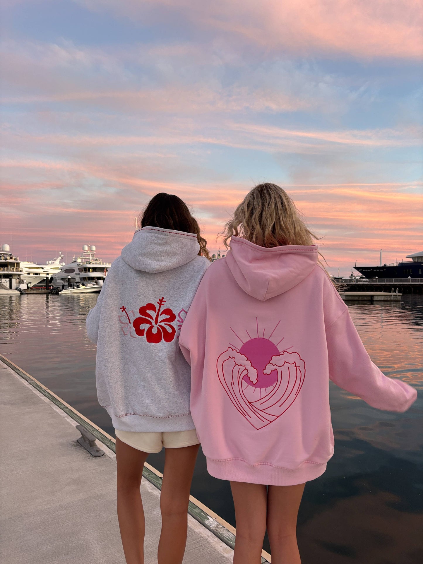 Pearl Grey Hibiscus Flowers Hoodie