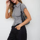 GINGHAM COLLARED SHORT SLEEVE TOP