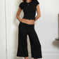 Fold Over Low Rise Wide Leg Leggings