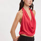 SOLID COLOR V-NECK TOP