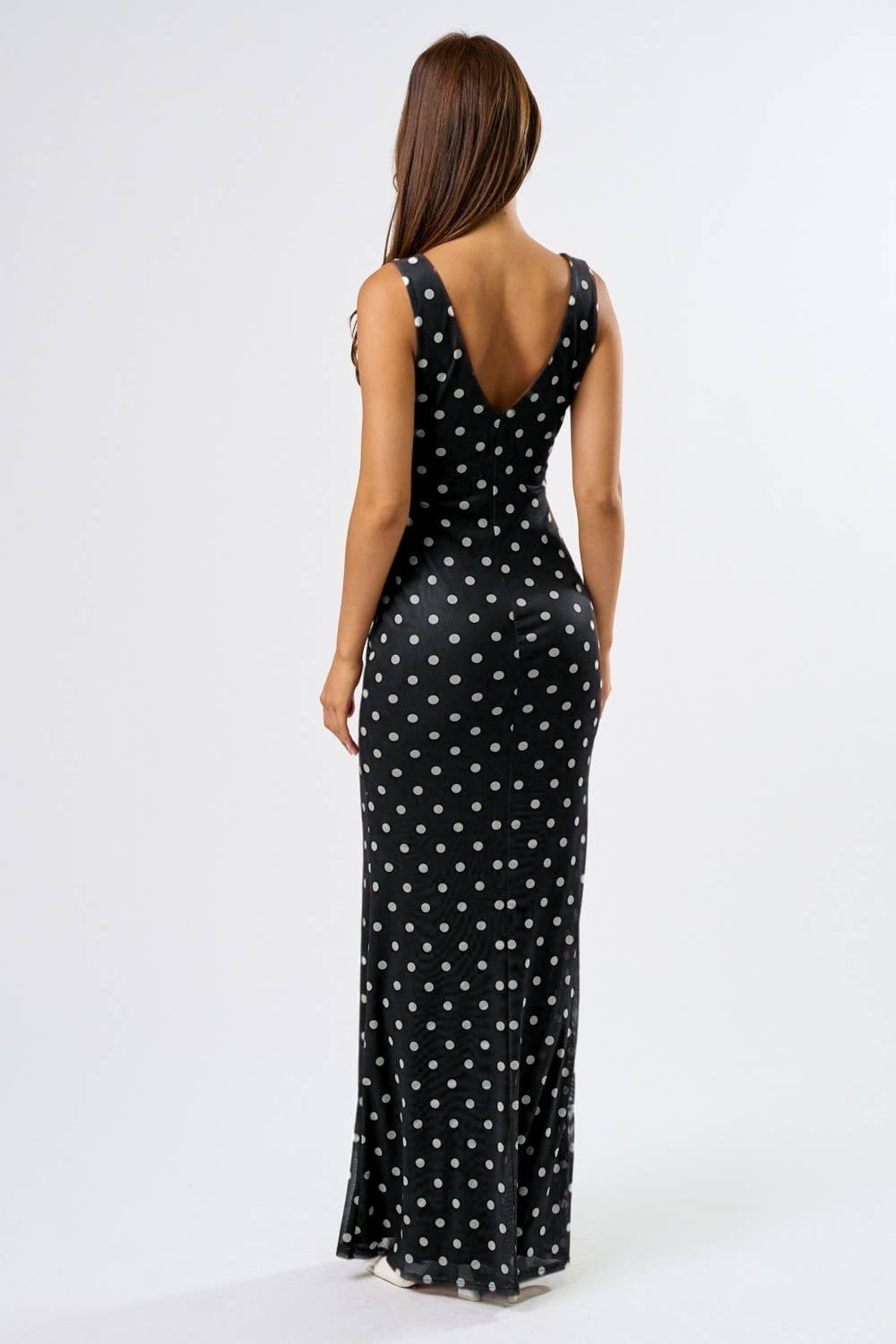Chic Mesh Polka Dot Maxi Dress