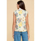 Multi Flower Quilted Vest with Front Ribbon