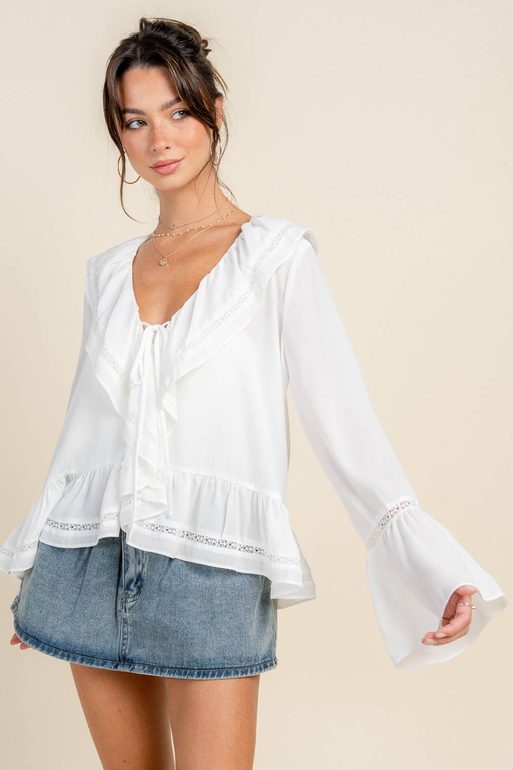 BOHO TRUMPET SLEEVE BLOUSE