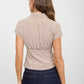 GINGHAM COLLARED SHORT SLEEVE TOP