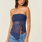 Polka dot Asymmetric Split Hem Tube Top