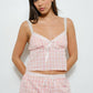 Pink Lace Trim Plaid Cami