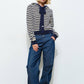 Stripped Hoodie Cardigan