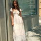 Deep V Print Lace Maxi dress