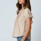 EMBROIDERED LACE TRIM PINTUCK DETAIL TOP