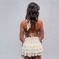 Floral Lace Ruffle Open Back