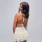Floral Lace Ruffle Open Back