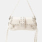 Glossy Leather Rivet Trim Shoulder Bag