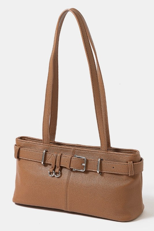 Belt Strap Textured Leather Hand Bag