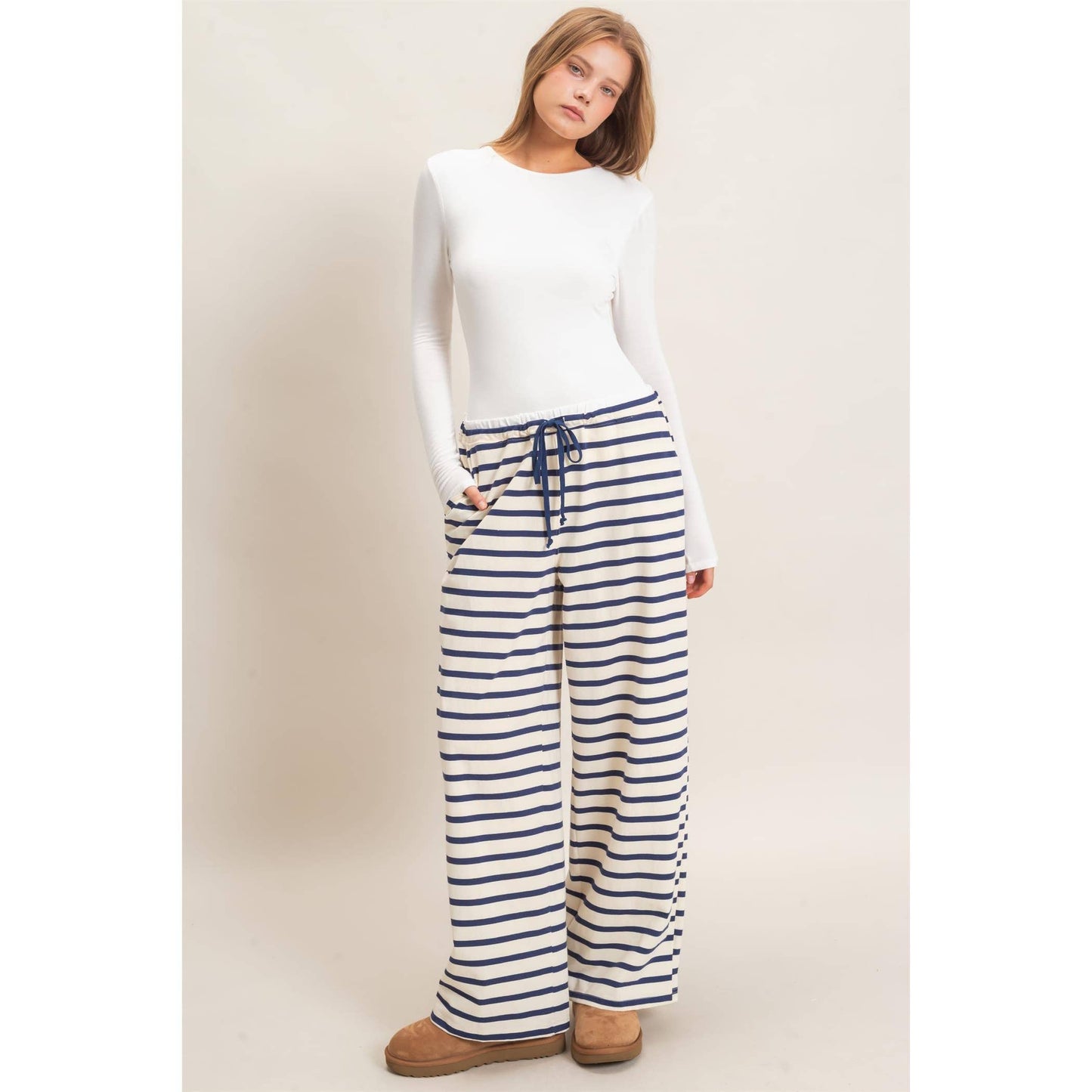 Striped Wide-Leg Pants