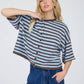 Leah Striped Short Sleeve Cardigan