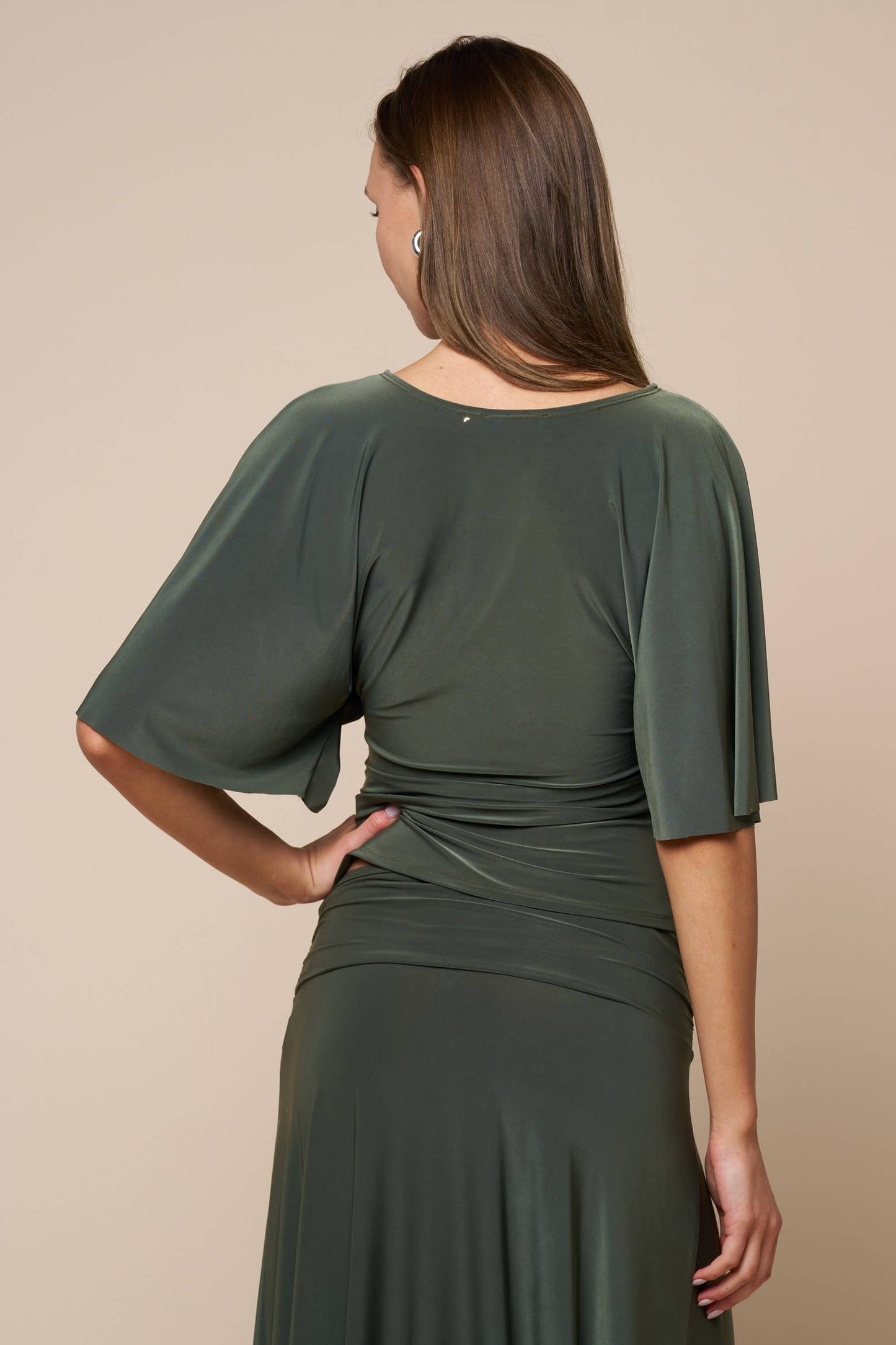 Plunging Short Sleeve Fitted Top