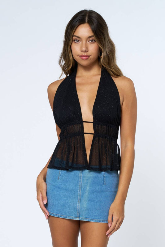 Chiffon Open Back Halter Top