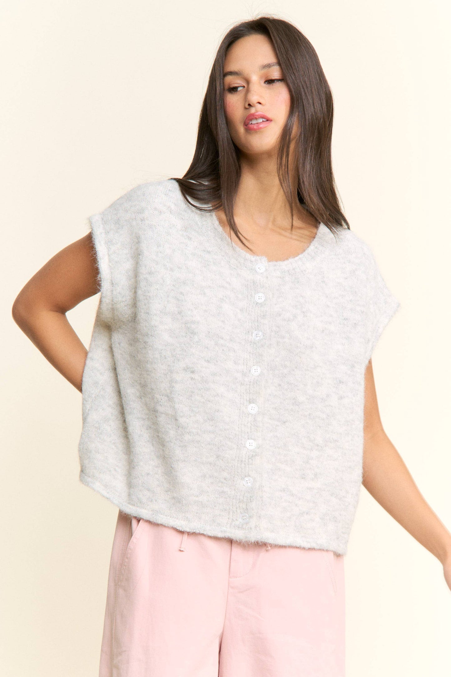 Soft Button-Front Knit Top