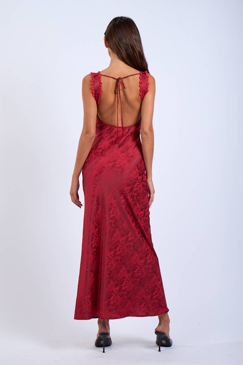 Satin Ruched Bust Sleeveless Open Back