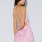 Beaded Floral Lace-Up Mini Dress