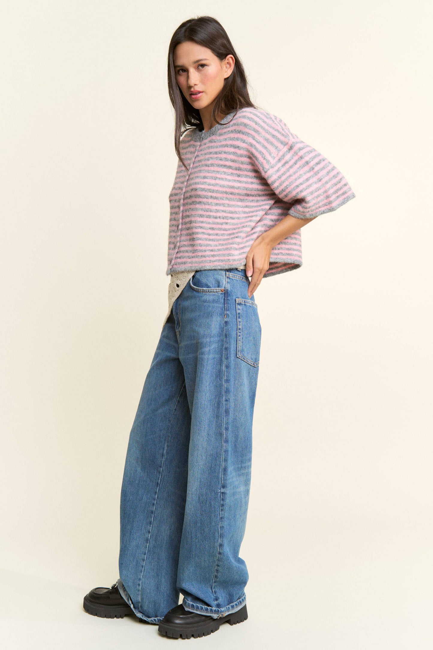 Multi Striped Cropped Soft Knit