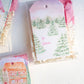 Holiday tree farm gift tag set with silk ribbon