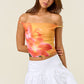 Orange Twist One Shoulder Mesh Top