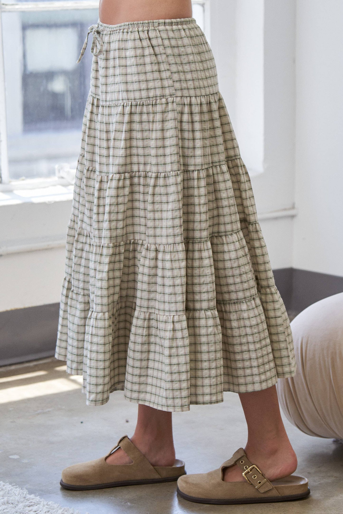 Tiered Plaid Skirt