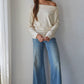 Cream Asymmetric Long Sleeve