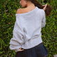 American Flag Knit Off The Shoulder Sweater