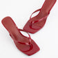 Square Toe Thong Strap Kitten Heel