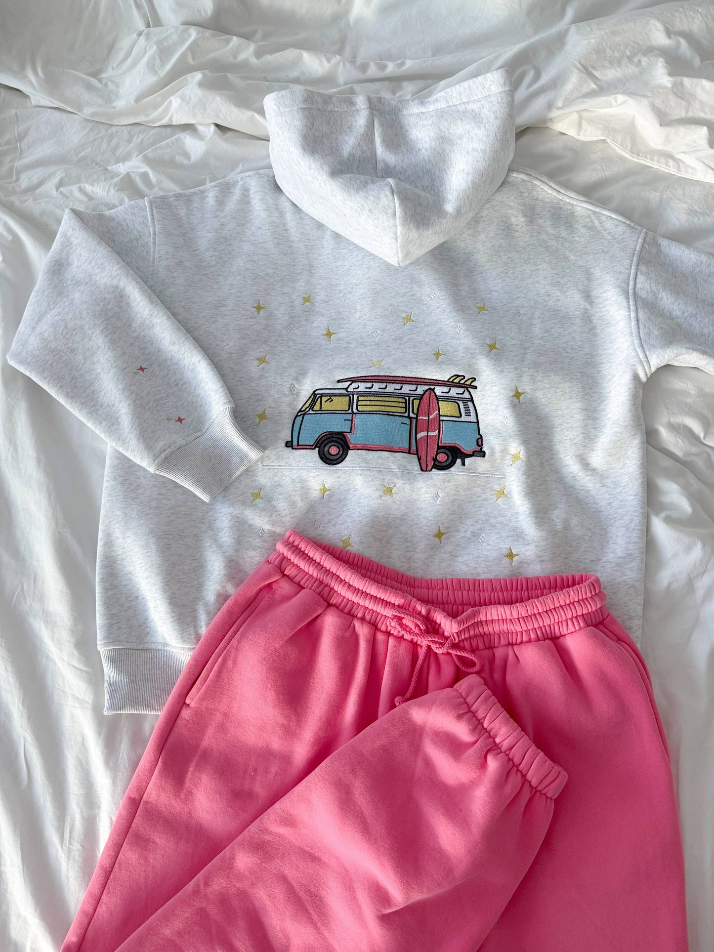 Pearl Grey Van Star Embroider Hoodie
