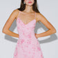 Beaded Floral Lace-Up Mini Dress