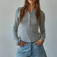 Long Sleeve Half Button Up Top