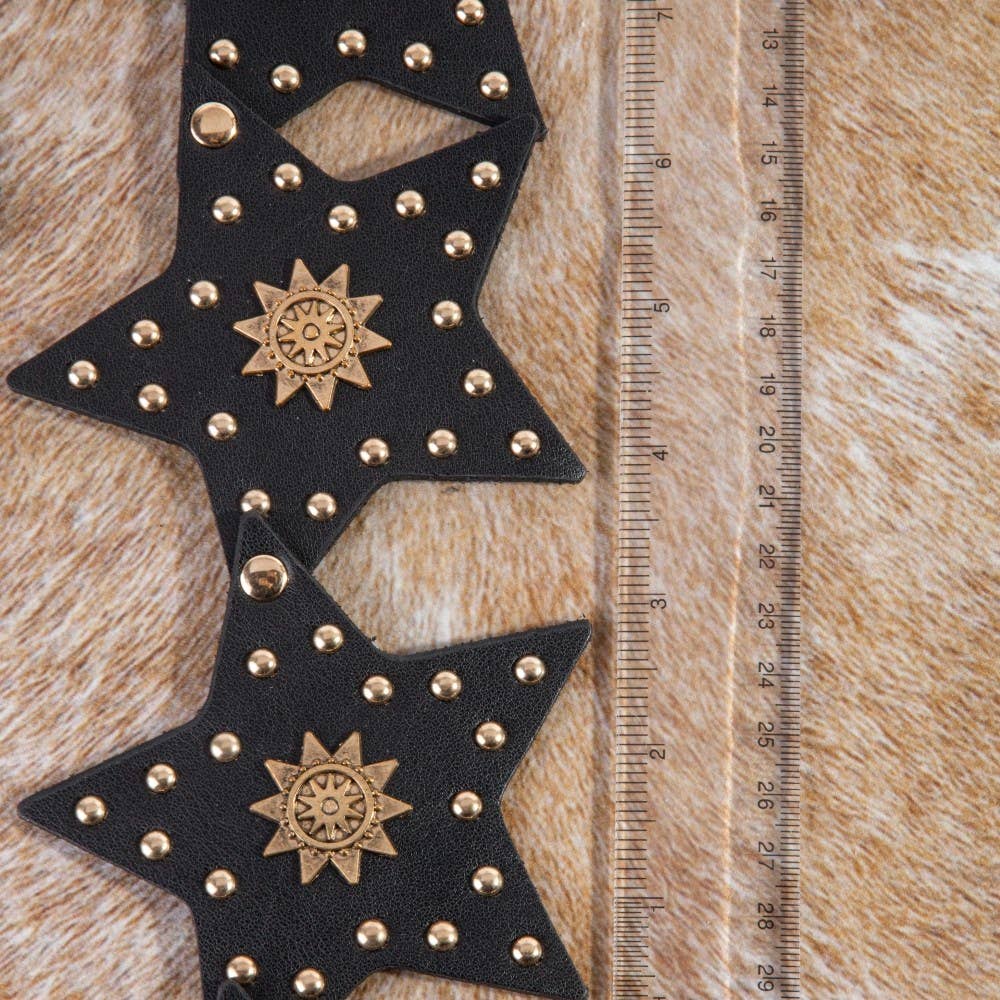 Studded Stars Western Link Vegan Leather Belt
