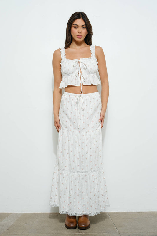 Floral Cottage Core Tiered Skirt