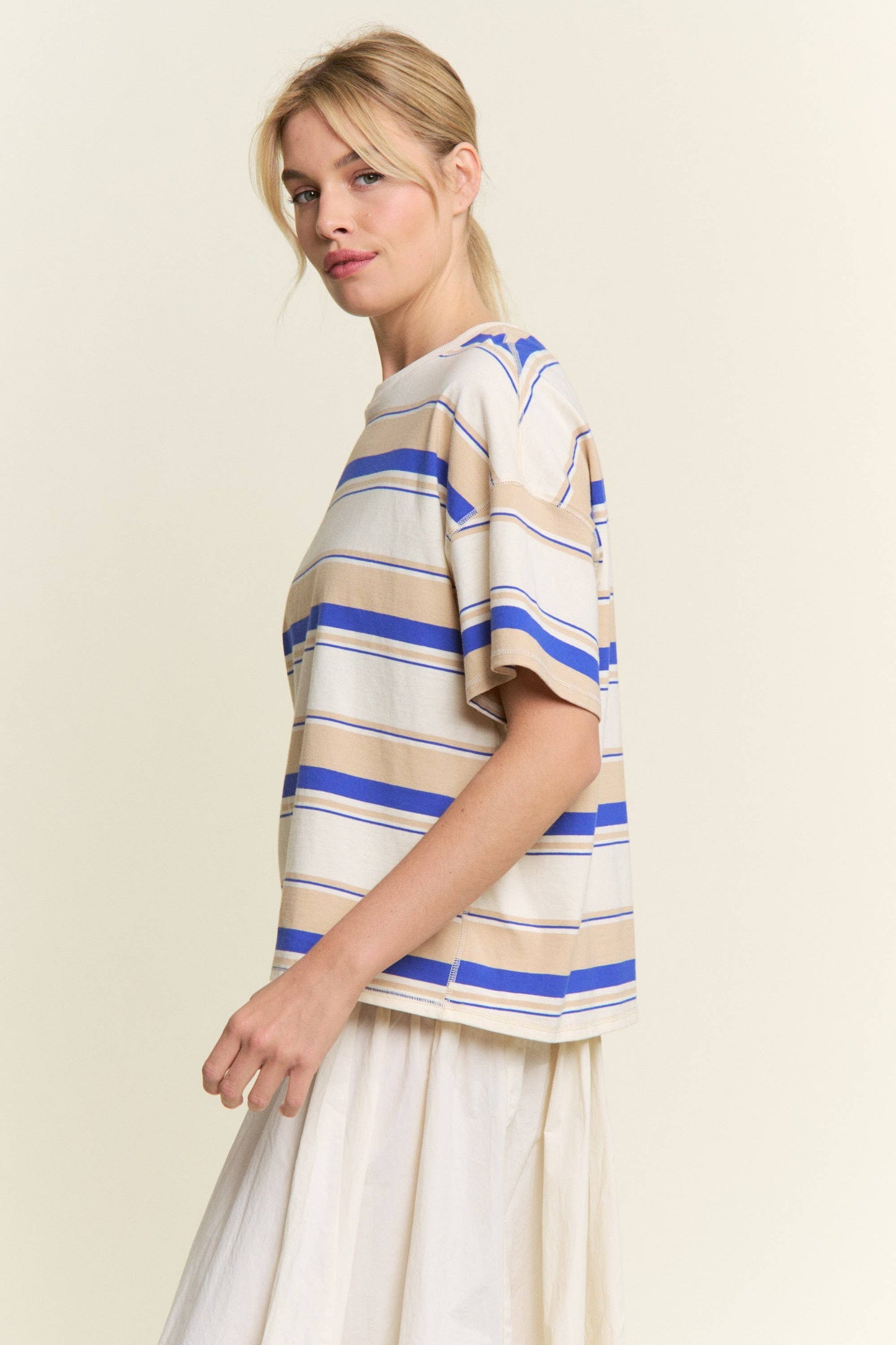 Stripe Oversized Short Sleeve Top