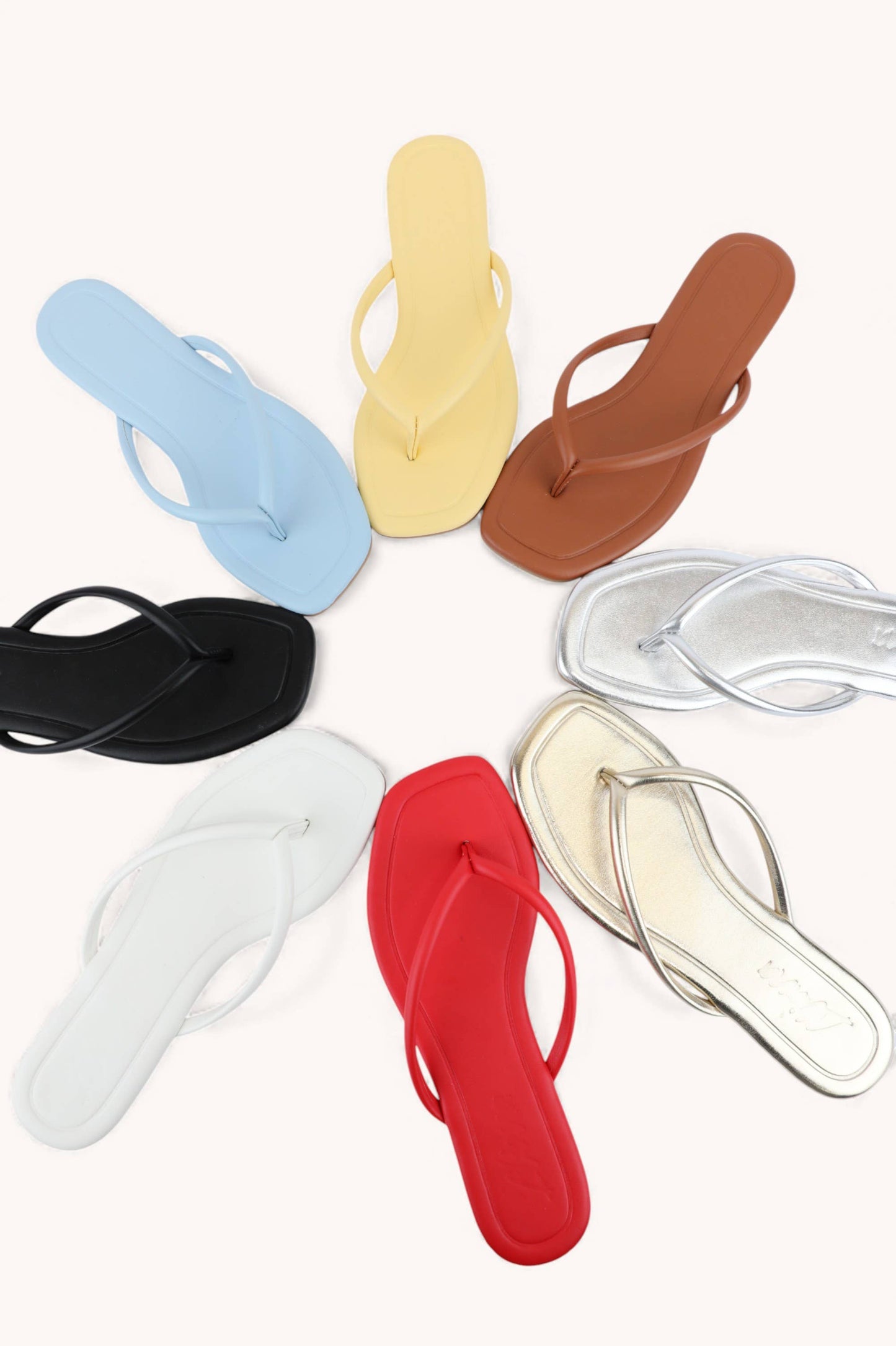 Solid Color Square Toe Thong Sandal